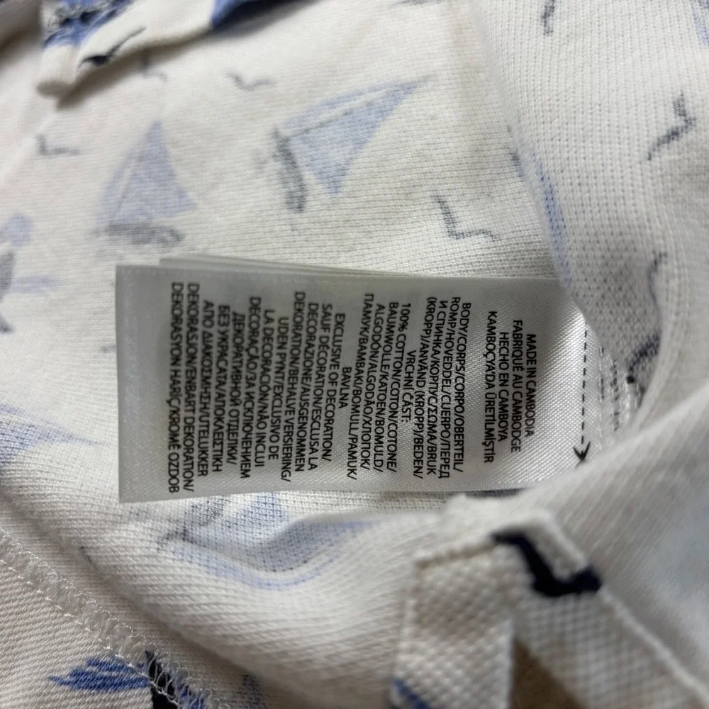 Polo Ralph Lauren Boys White Blue Sailboat Nautical Pique Polo Shirt L 14-16